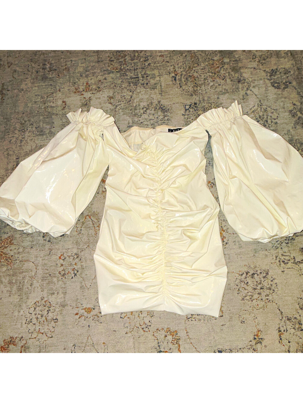 Rotate Birger Christensen Women's Ivory Ruched Off Shoulder mini dress US 4 A294